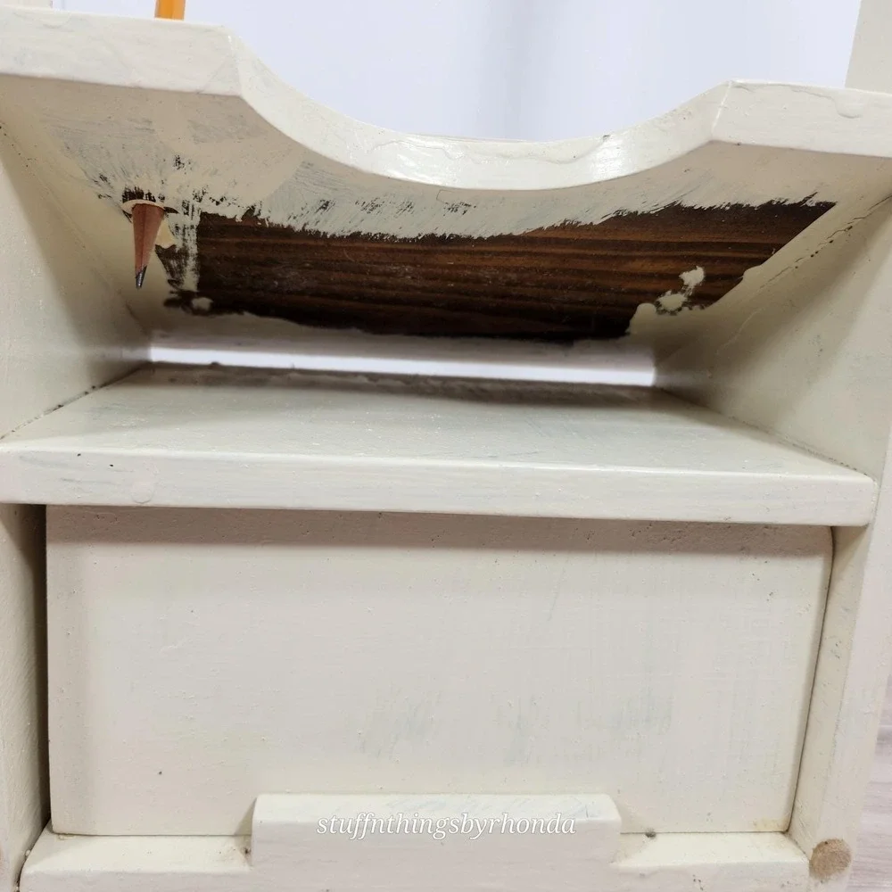 Vintage Wood Wall Mount Writing Shelf Wall Phone Stand / Desk Caddy Charge Stand